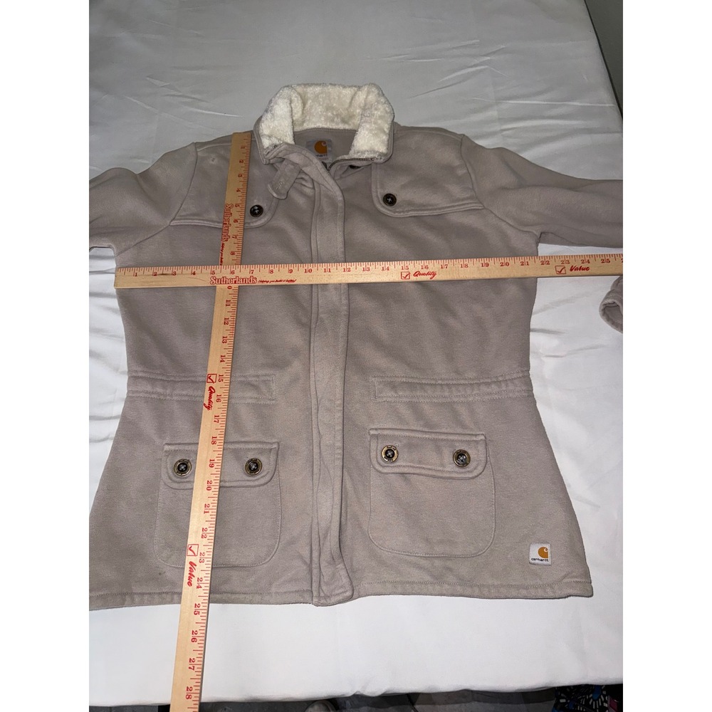 Carhartt Womens Large 12/14 Gray Sherpa Collar Full Zip Sweatshirt Jacket WK111 - Picture 5 of 13